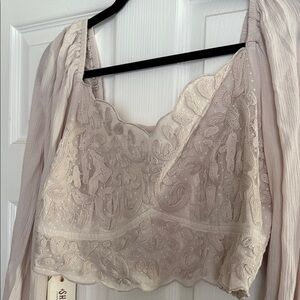 Elegant Cream Embroidered Crop Top